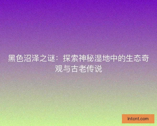 黑色沼泽之谜：探索神秘湿地中的生态奇观与古老传说